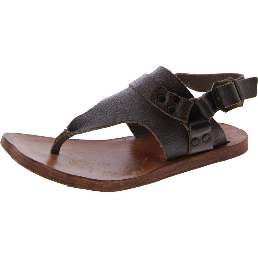 Bed Stu Womens Callista Gray Leather Ankle Strap Thong Sandals Shoes NWOB
